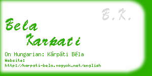 bela karpati business card