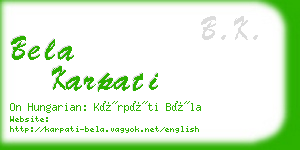 bela karpati business card